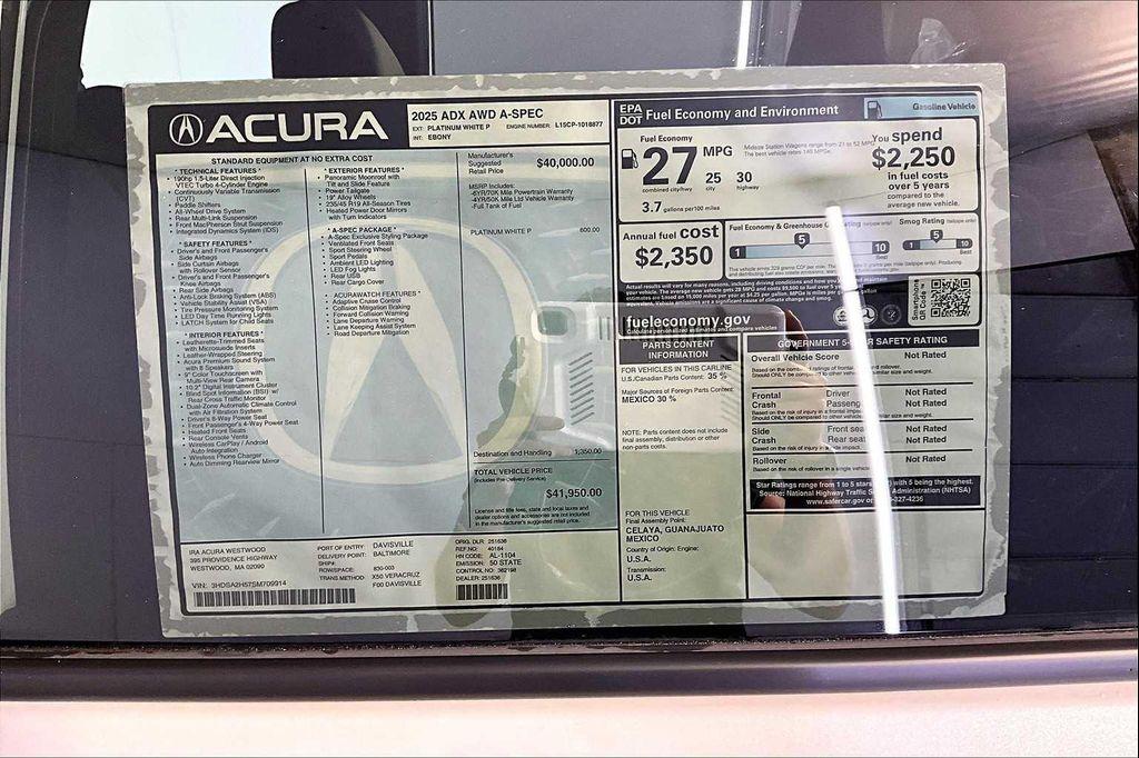new 2025 Acura ADX car, priced at $41,950