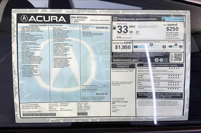 new 2025 Acura Integra car, priced at $34,195