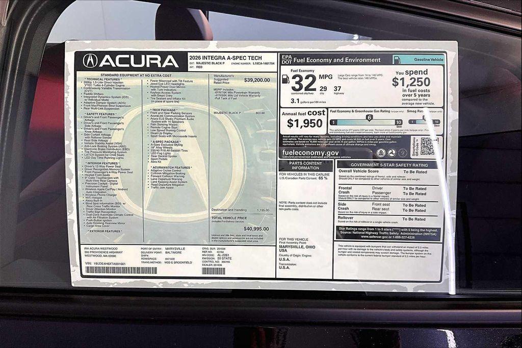 new 2026 Acura Integra car, priced at $40,995