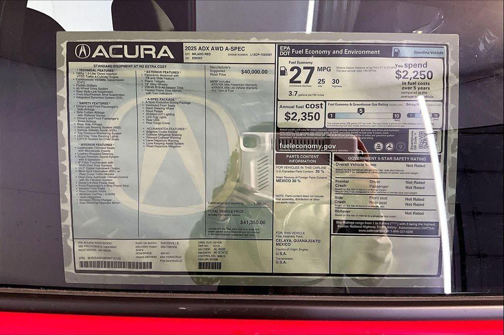 new 2025 Acura ADX car, priced at $41,350
