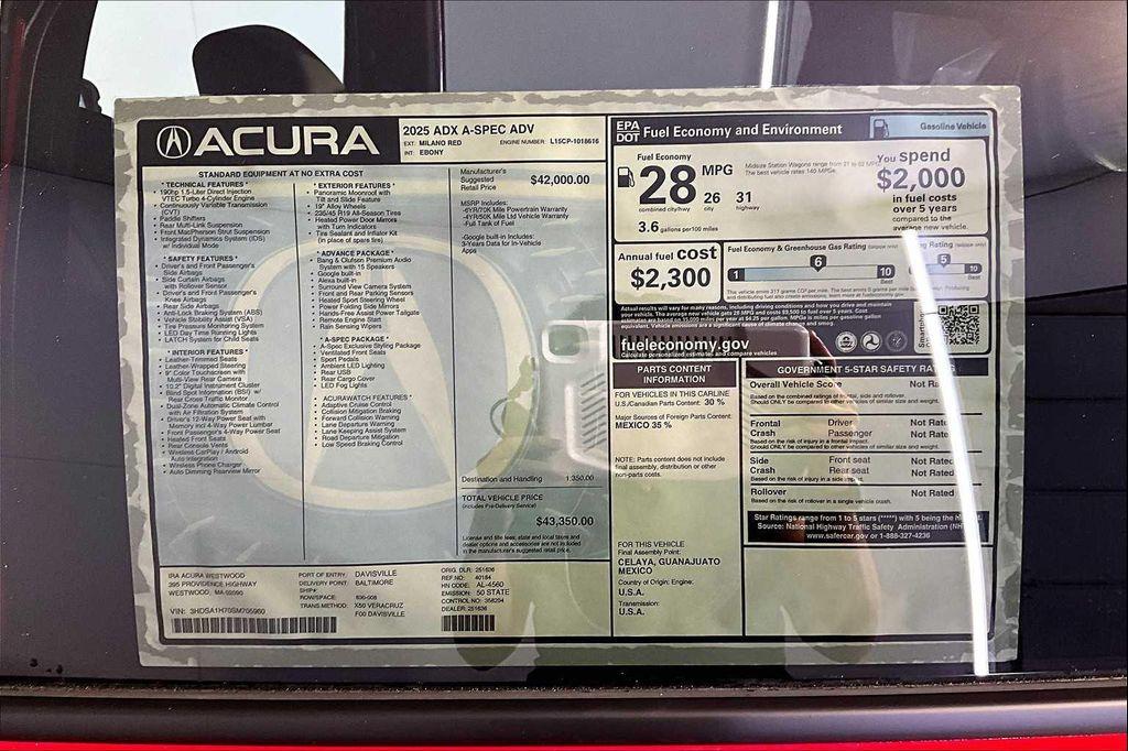 new 2025 Acura ADX car, priced at $43,350