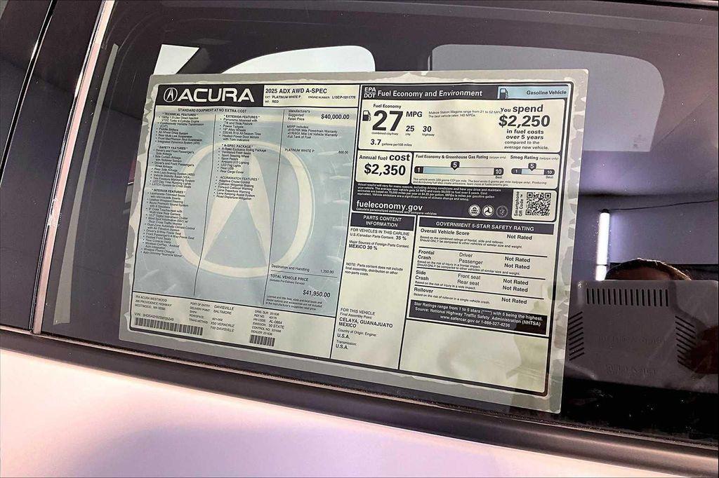 new 2025 Acura ADX car, priced at $41,950