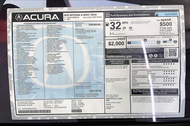 new 2025 Acura Integra car, priced at $39,795