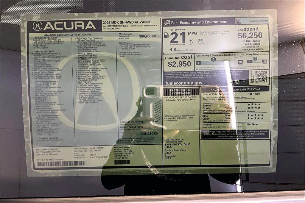 new 2026 Acura MDX car, priced at $68,250