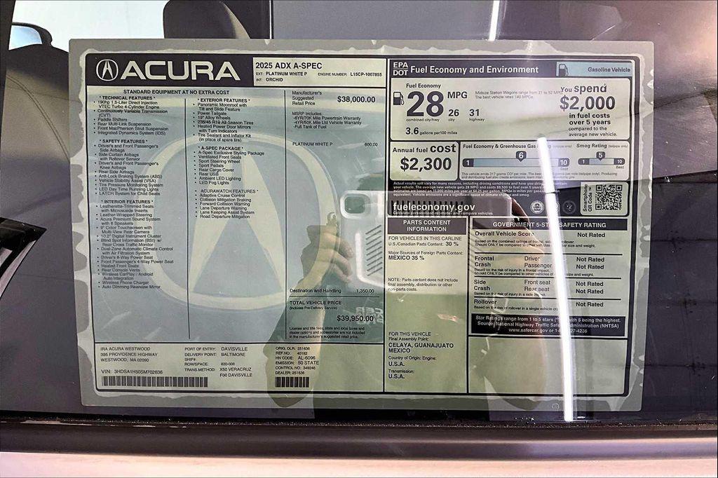new 2025 Acura ADX car, priced at $39,950