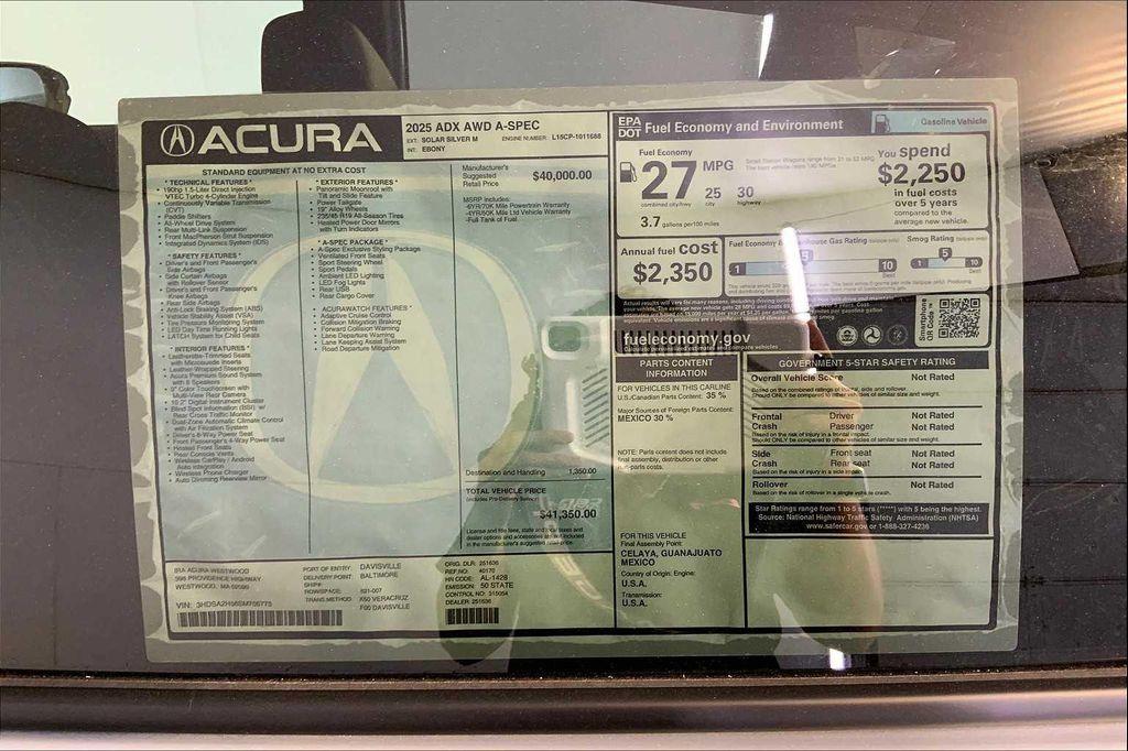new 2025 Acura ADX car, priced at $41,350