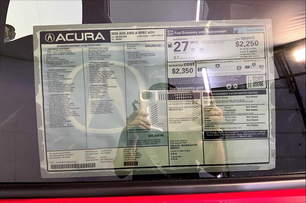 new 2025 Acura ADX car, priced at $45,350