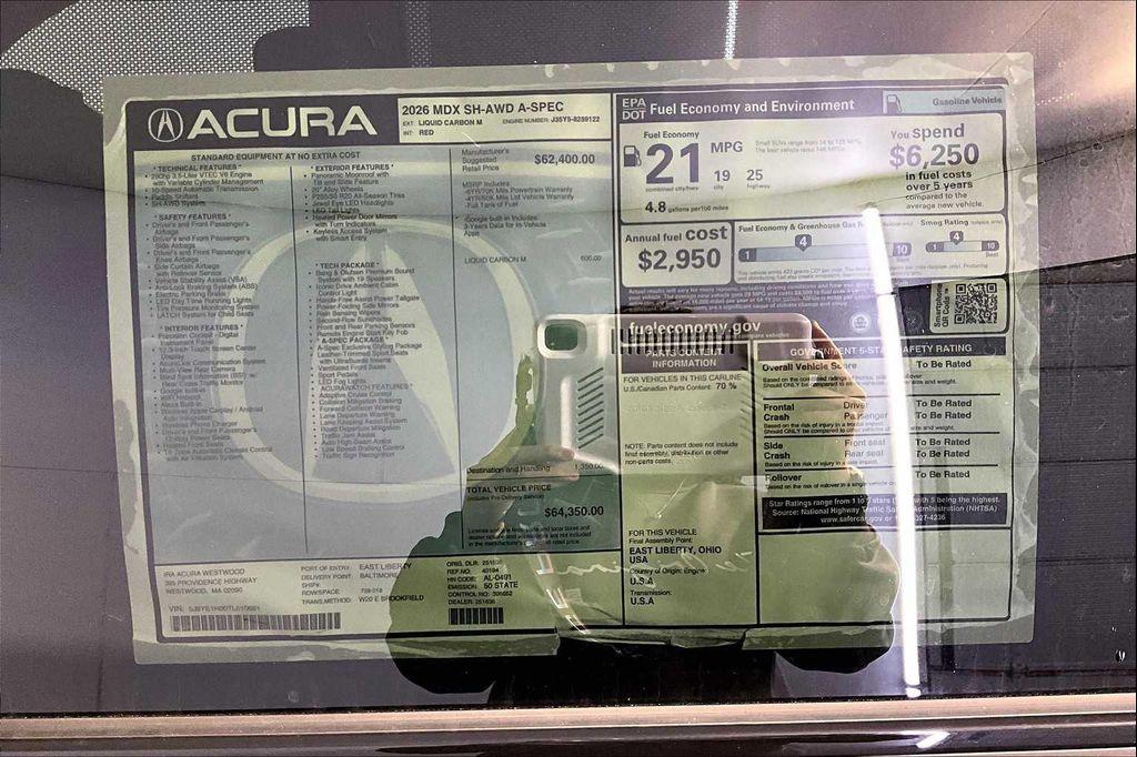new 2026 Acura MDX car, priced at $64,350