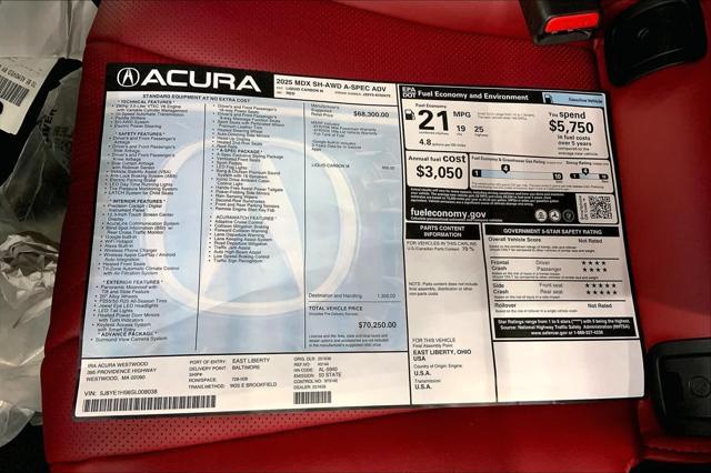 new 2025 Acura MDX car, priced at $70,250