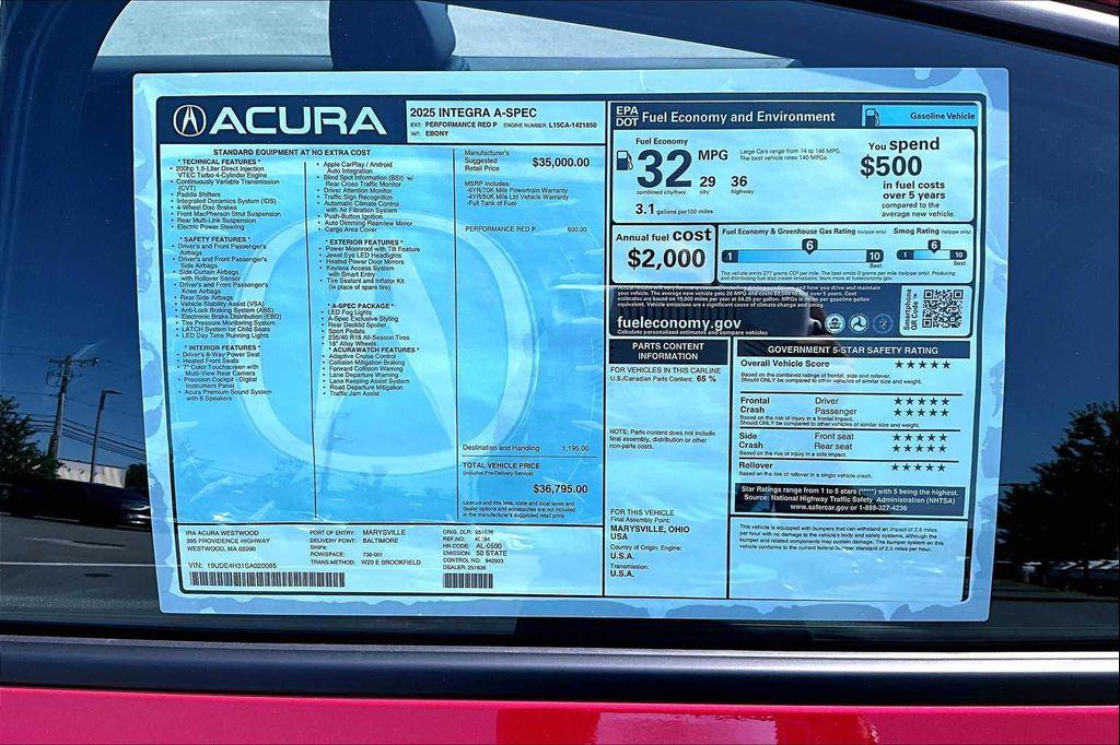 new 2025 Acura Integra car, priced at $36,795