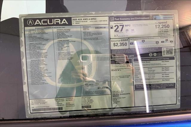 new 2025 Acura ADX car, priced at $41,350
