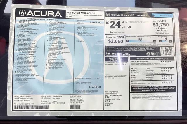 new 2025 Acura TLX car, priced at $52,195