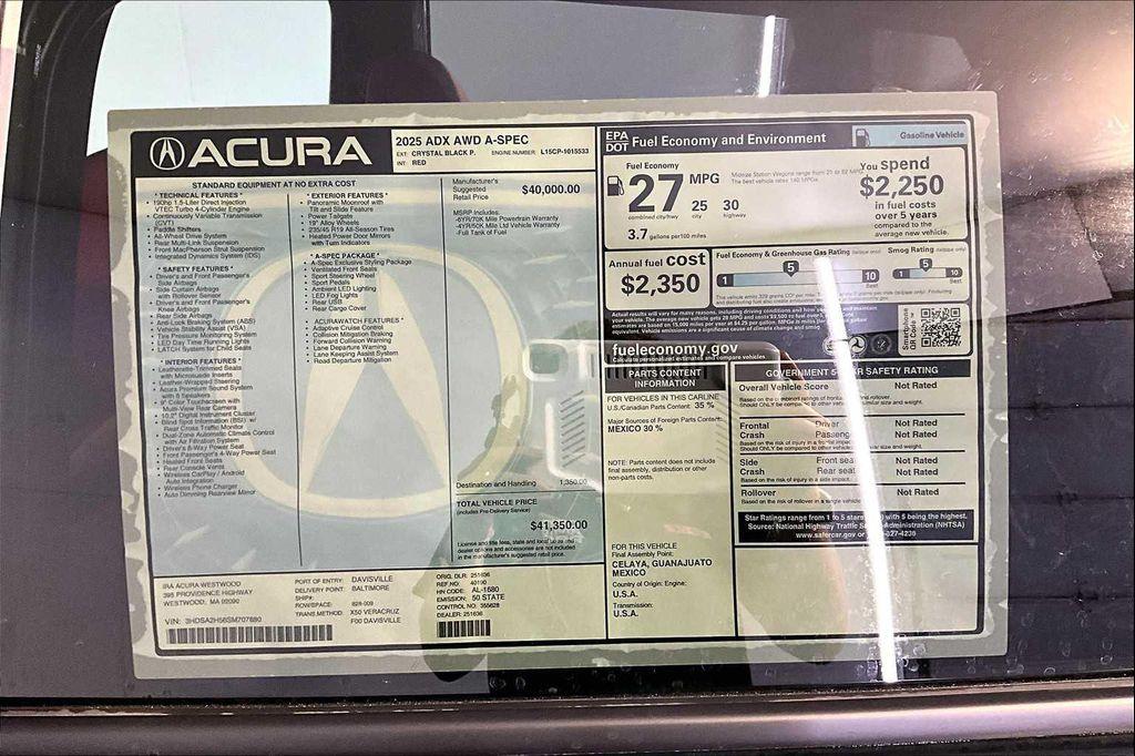 new 2025 Acura ADX car, priced at $41,350