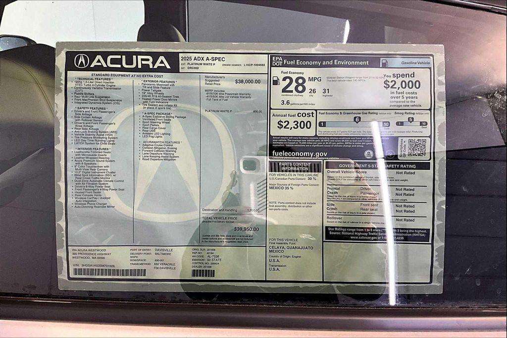 new 2025 Acura ADX car, priced at $39,950