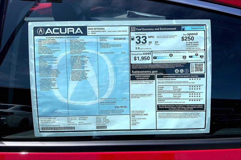 new 2025 Acura Integra car, priced at $34,795