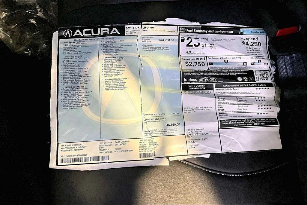 new 2025 Acura RDX car, priced at $46,650