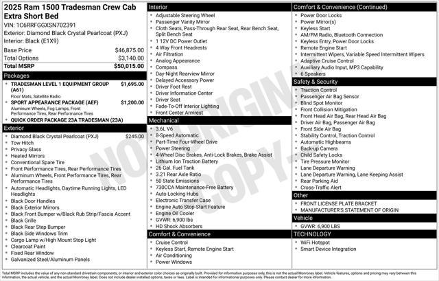 new 2025 Ram 1500 car, priced at $39,018
