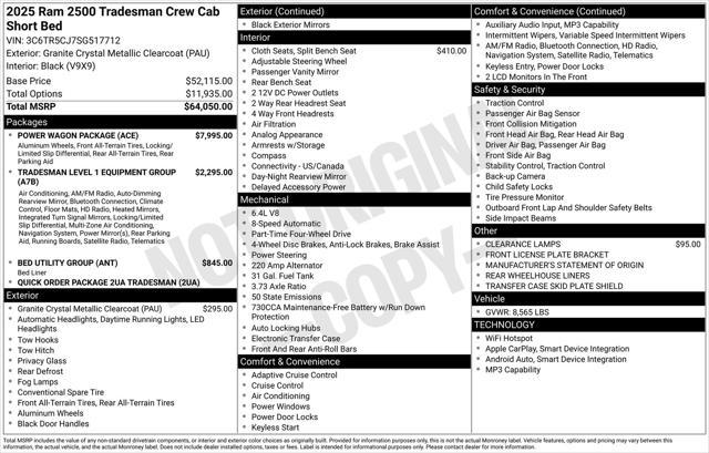 new 2025 Ram 2500 car, priced at $59,541