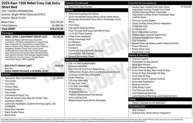 new 2025 Ram 1500 car, priced at $60,548