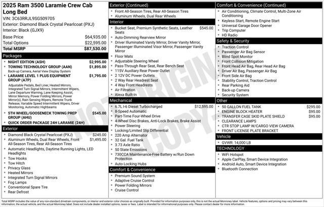 new 2025 Ram 3500 car, priced at $79,637