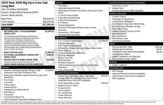 new 2025 Ram 3500 car, priced at $78,089