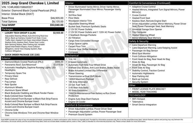 new 2025 Jeep Grand Cherokee L car, priced at $49,194