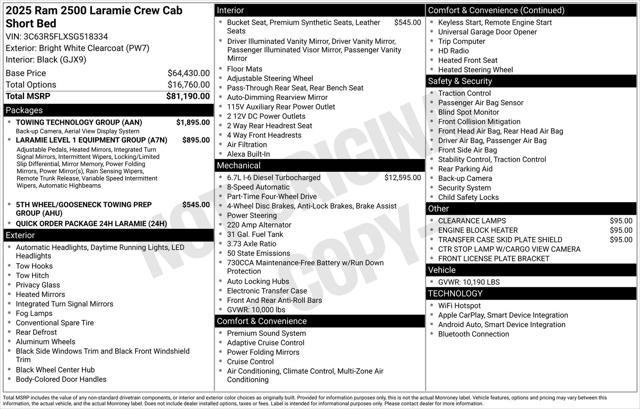 new 2025 Ram 2500 car, priced at $75,375