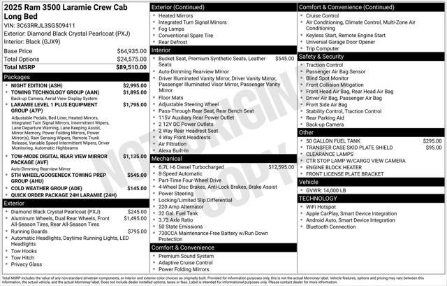 new 2025 Ram 3500 car, priced at $89,259