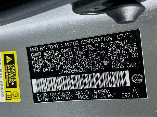 used 2012 Lexus CT 200h car, priced at $9,487