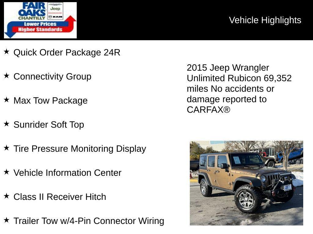 used 2015 Jeep Wrangler Unlimited car, priced at $24,458