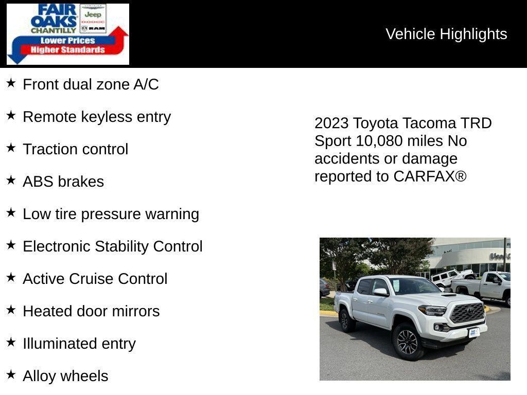 used 2023 Toyota Tacoma car, priced at $39,800