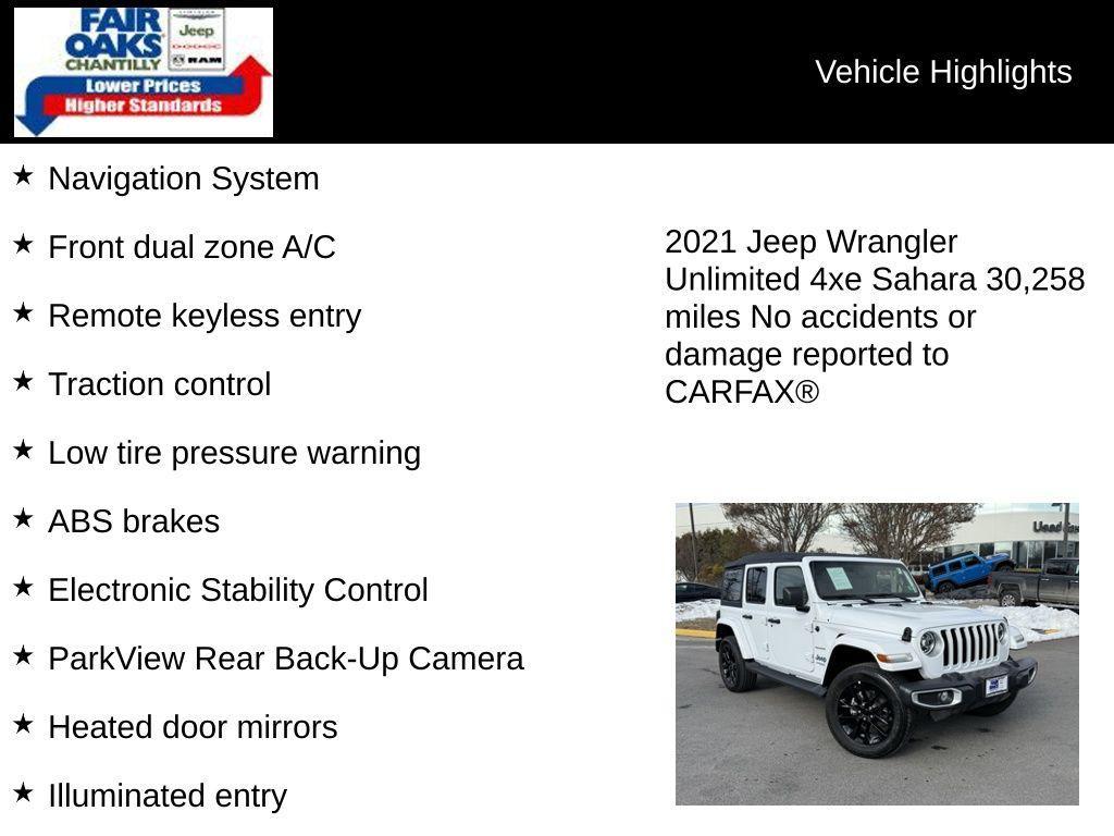 used 2021 Jeep Wrangler Unlimited 4xe car, priced at $31,118