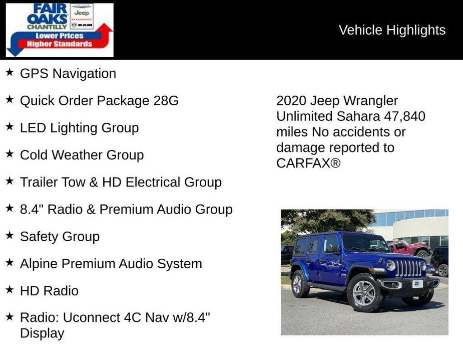 used 2020 Jeep Wrangler Unlimited car, priced at $28,004