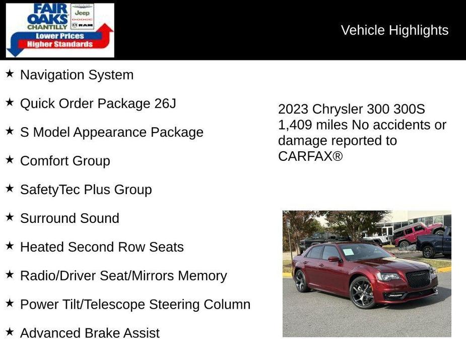 used 2023 Chrysler 300 car, priced at $40,977