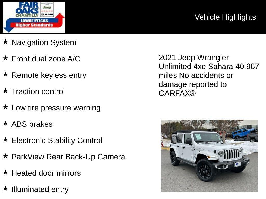 used 2021 Jeep Wrangler Unlimited 4xe car, priced at $30,847