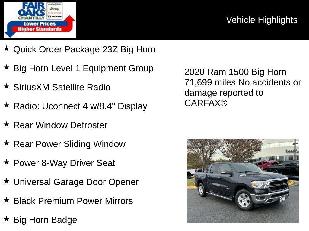 used 2020 Ram 1500 car, priced at $27,678