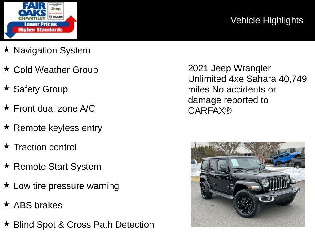 used 2021 Jeep Wrangler Unlimited 4xe car, priced at $29,320