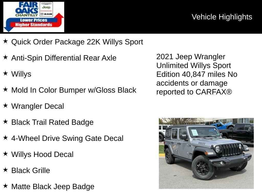 used 2021 Jeep Wrangler Unlimited car, priced at $24,332