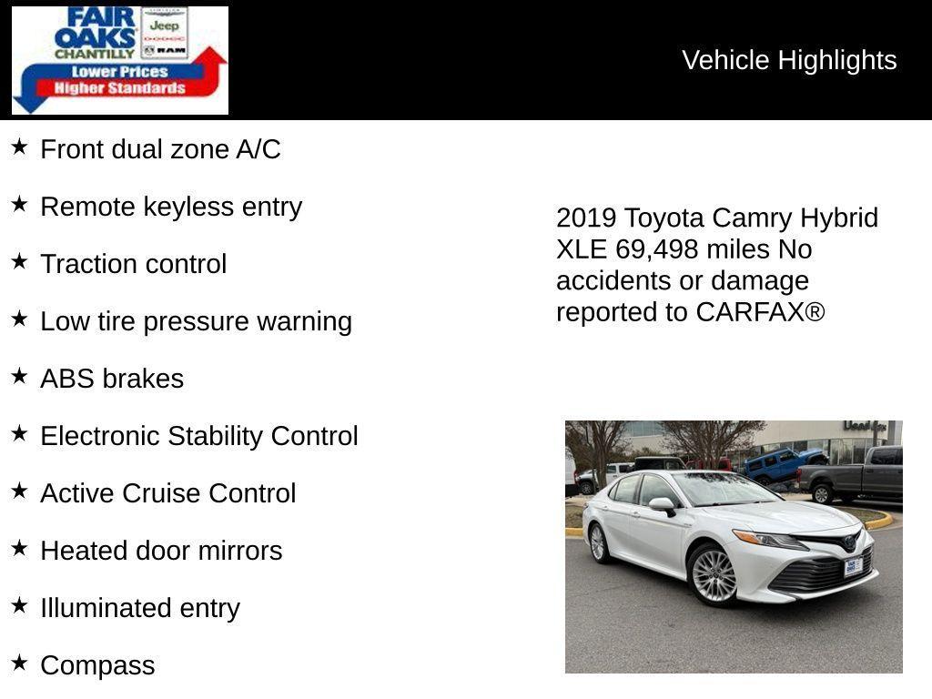 used 2019 Toyota Camry Hybrid car, priced at $23,355