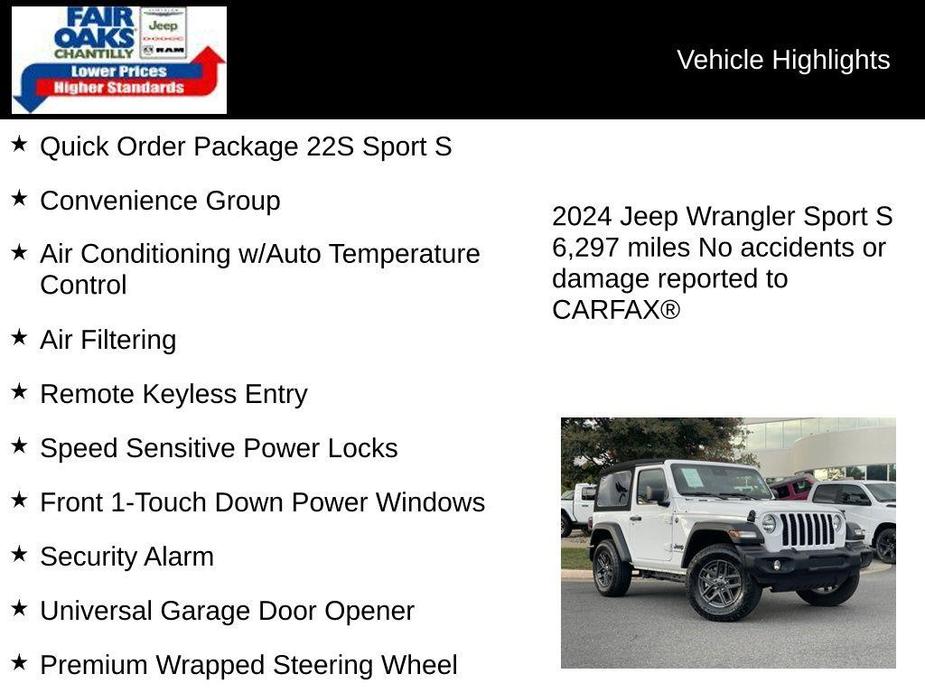 used 2024 Jeep Wrangler car, priced at $32,201