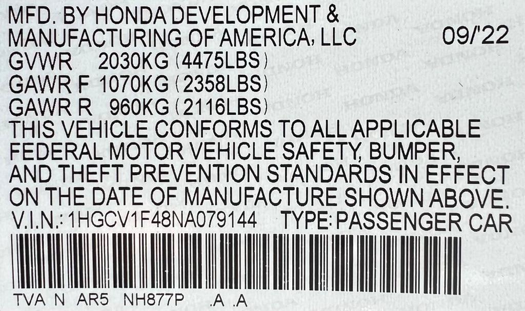 used 2022 Honda Accord car, priced at $25,474