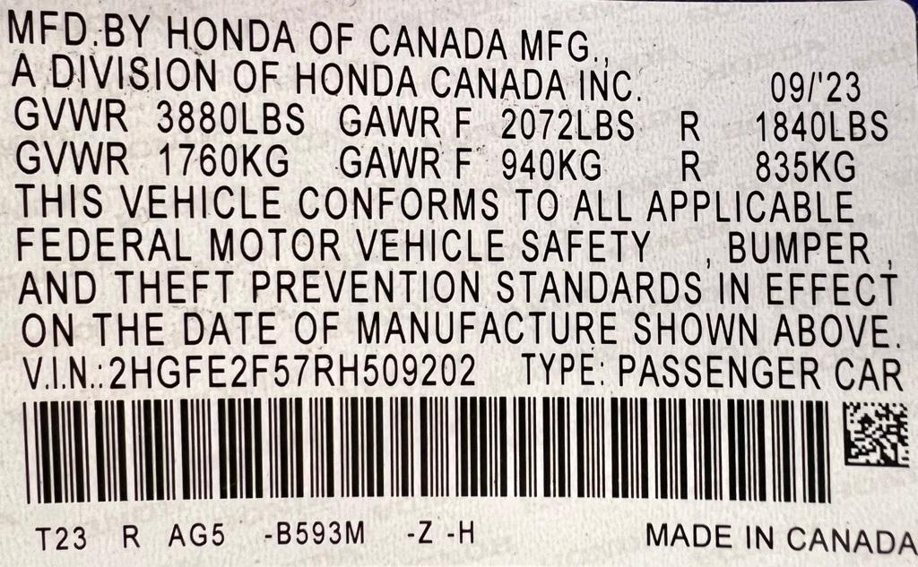 used 2024 Honda Civic car, priced at $24,874