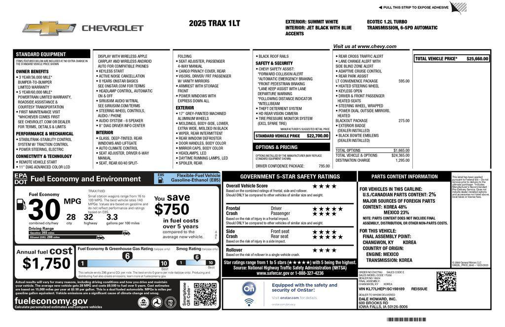 used 2025 Chevrolet Trax car, priced at $21,493