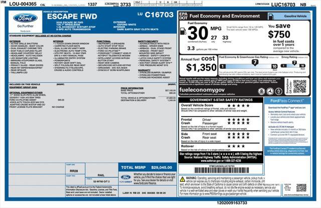 used 2020 Ford Escape car, priced at $15,599