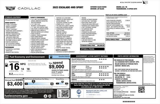 used 2023 Cadillac Escalade car, priced at $77,699