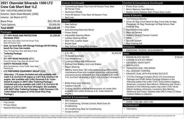 used 2021 Chevrolet Silverado 1500 car, priced at $40,500