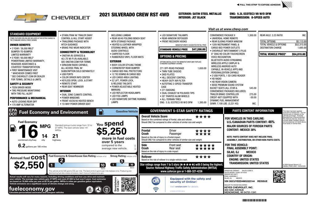 used 2021 Chevrolet Silverado 1500 car, priced at $38,993