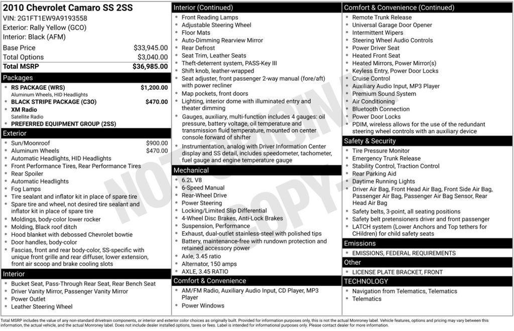 used 2010 Chevrolet Camaro car, priced at $21,193