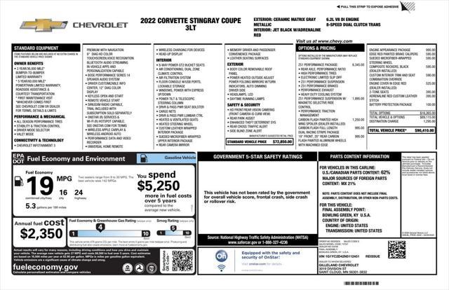 used 2022 Chevrolet Corvette car, priced at $75,699