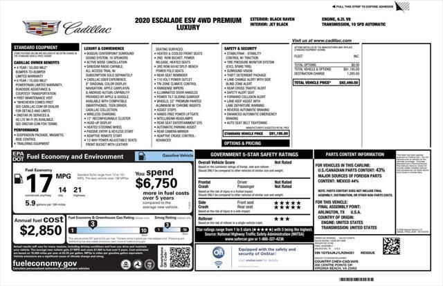 used 2020 Cadillac Escalade ESV car, priced at $39,713